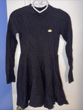 Black Long-Sleeve Skater Dress for Kids - Casual Everyday